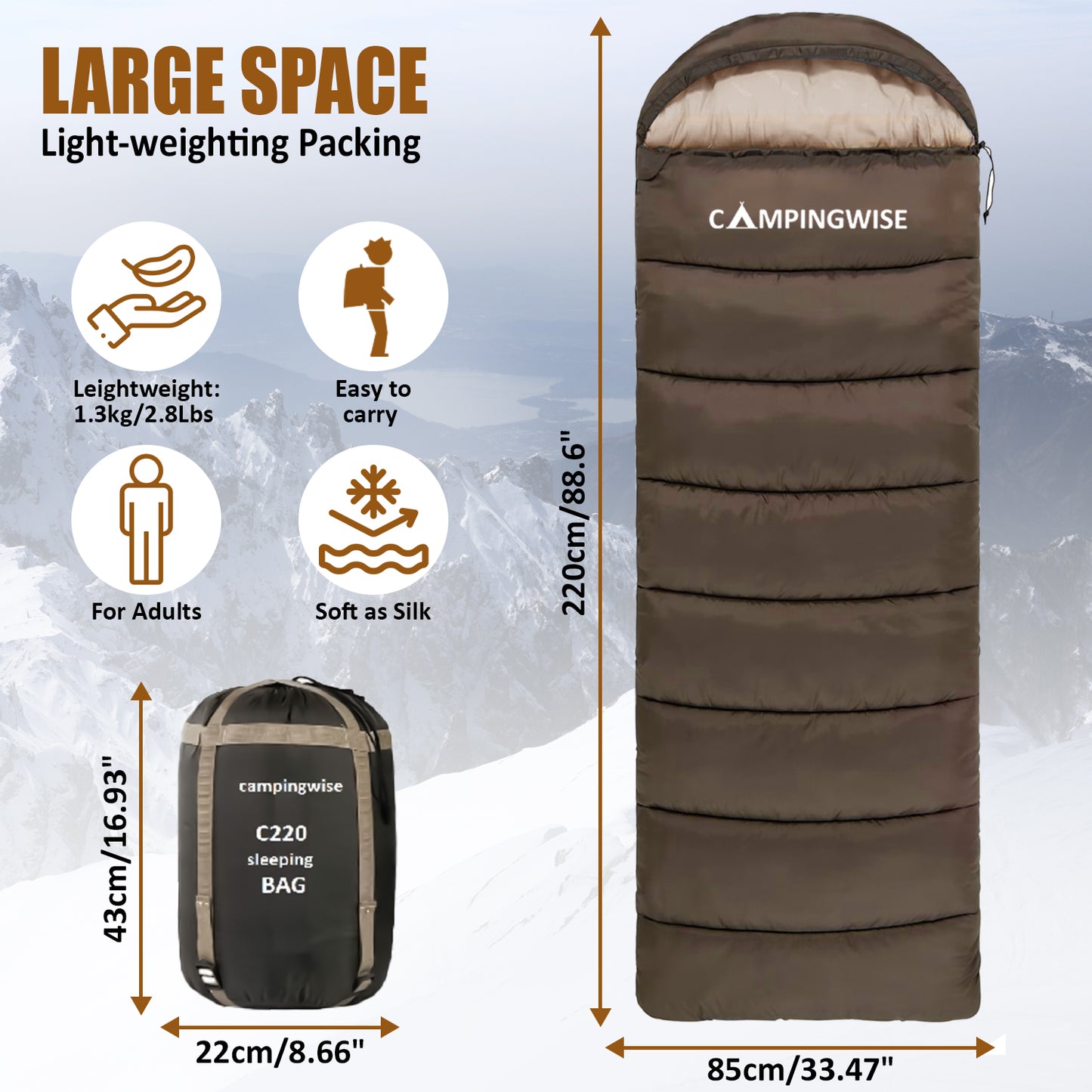 Campingwise all season slaapzak | Inclusief handige opbergzak