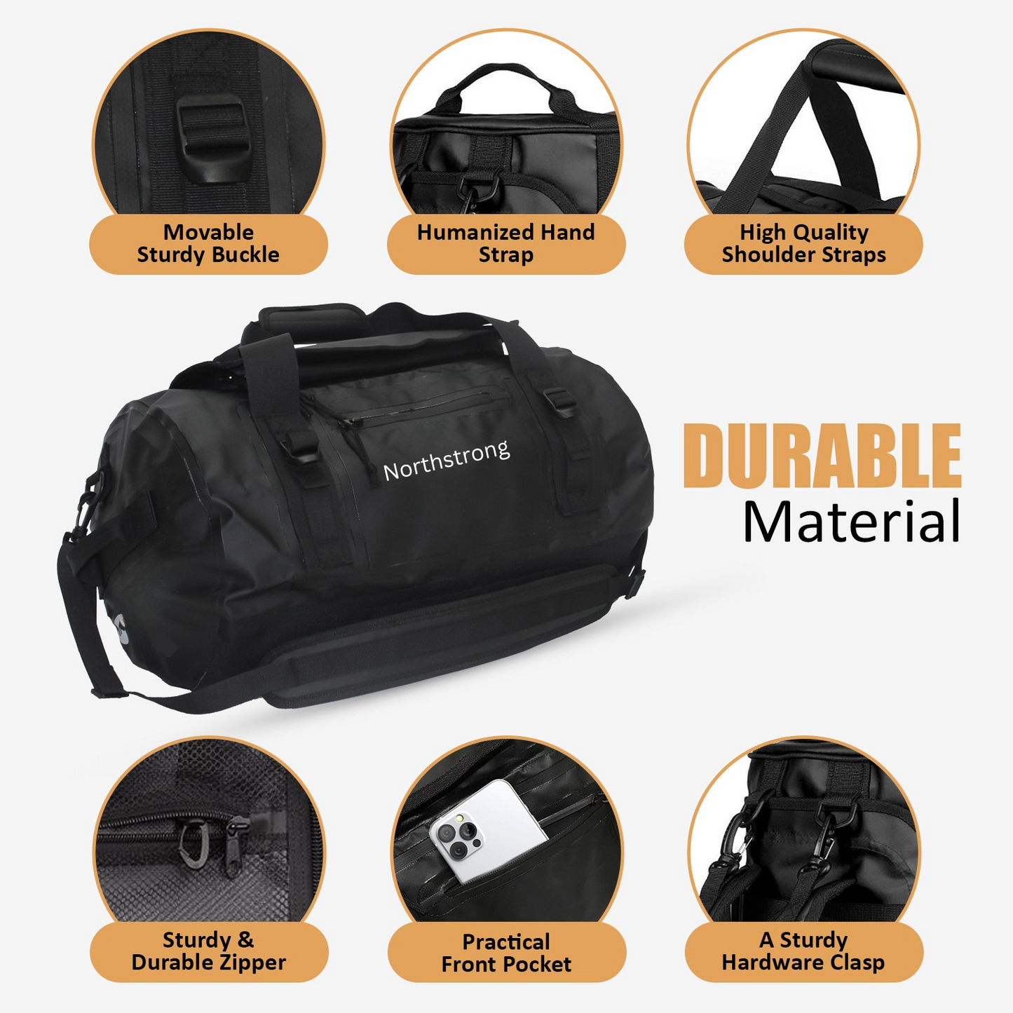 Waterdichte tas | 60 L | watersport | outdoor | duffelbag | zwart