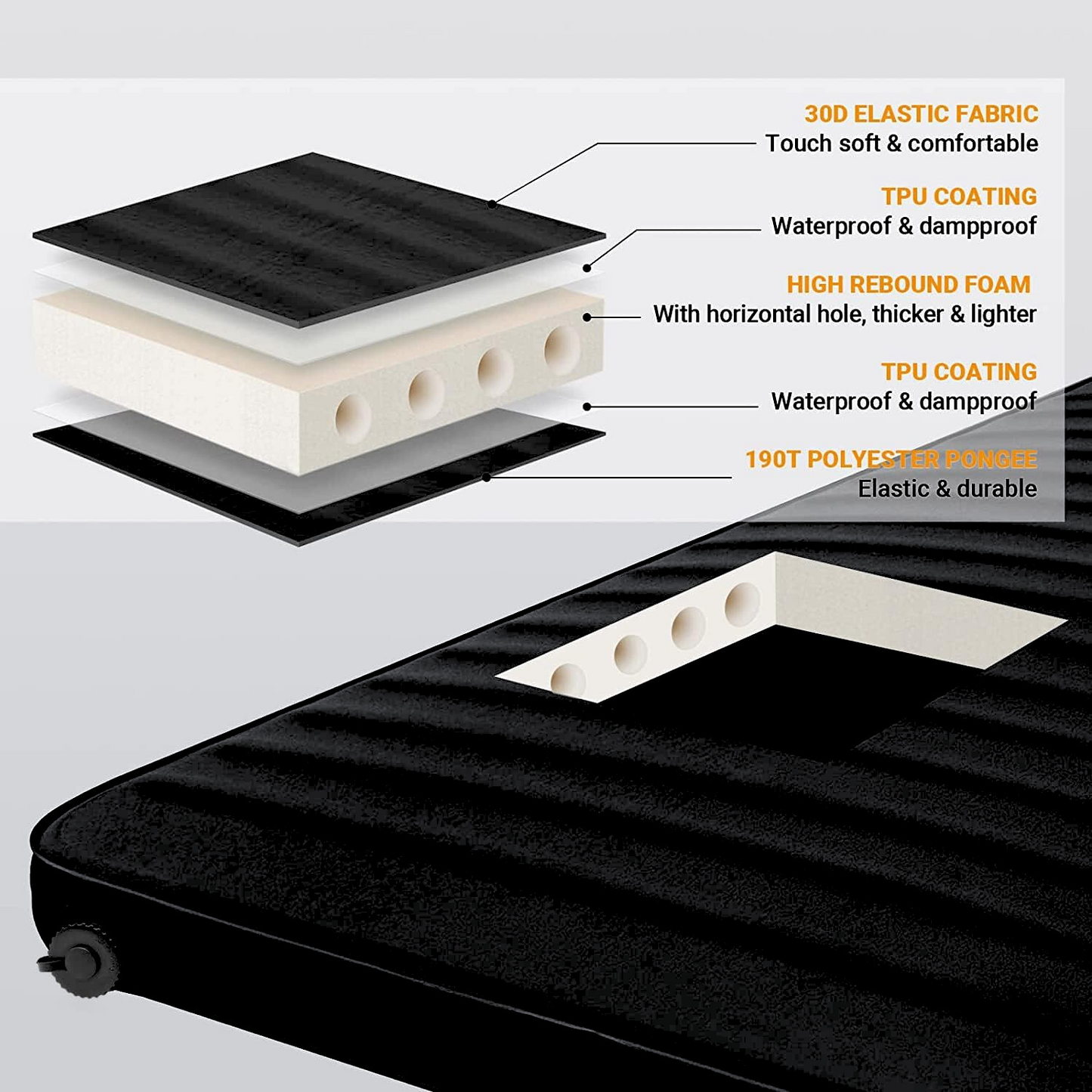 Northstrong | 2 persoons | automatisch opblaasbare super comfortabele matras | extra lang, breed en dik | 200 x 132 x 10