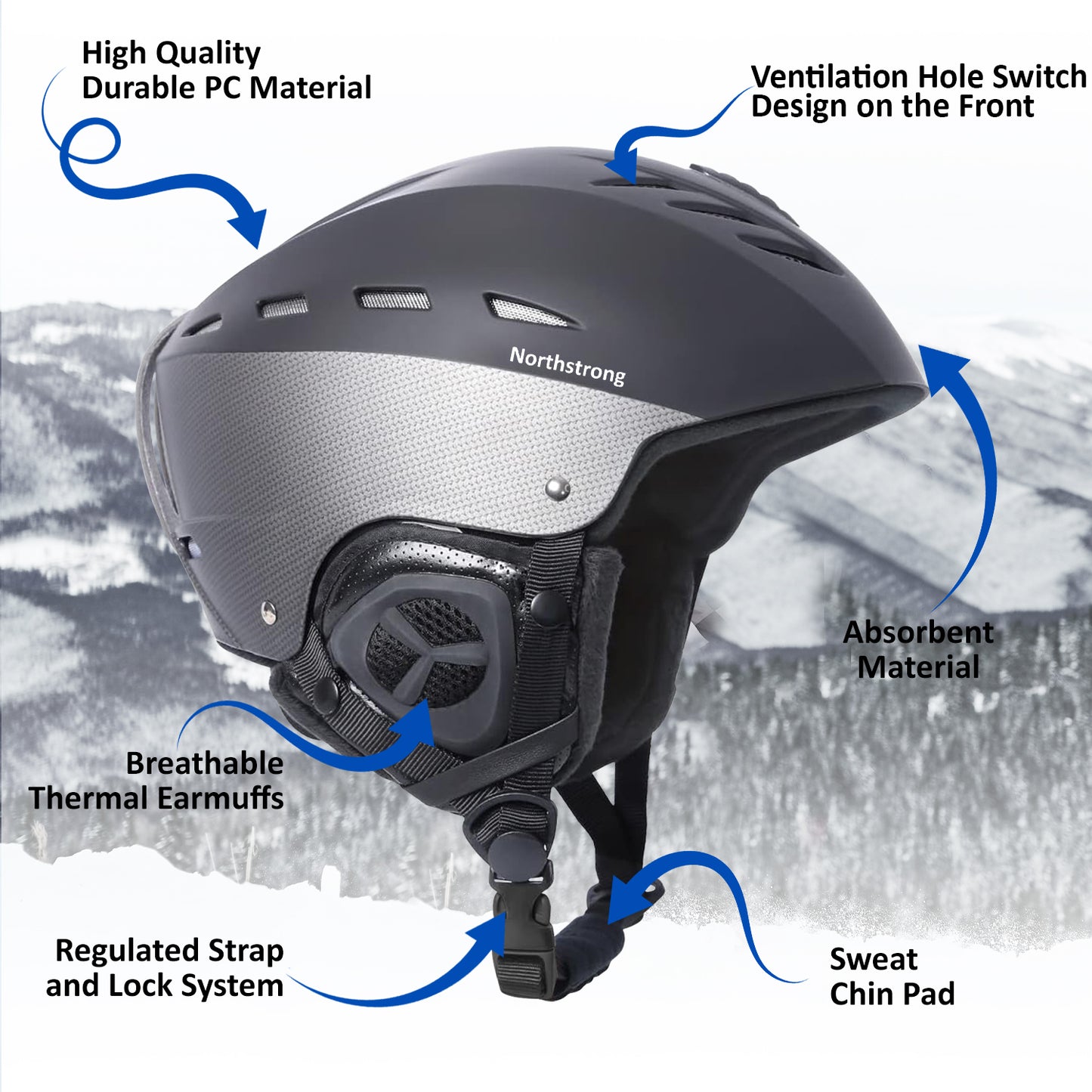 Northstrong ski en snowboard helm | L/XL=zwart | S/M=wit