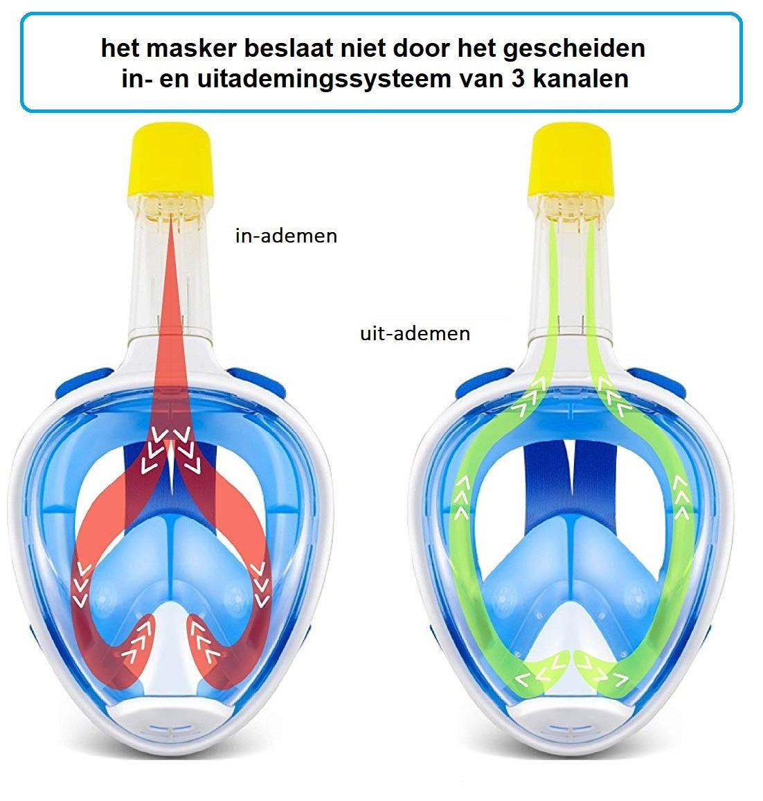 Campingwise full face Duikmasker, snorkelmasker - Zwart - Maat L/XL