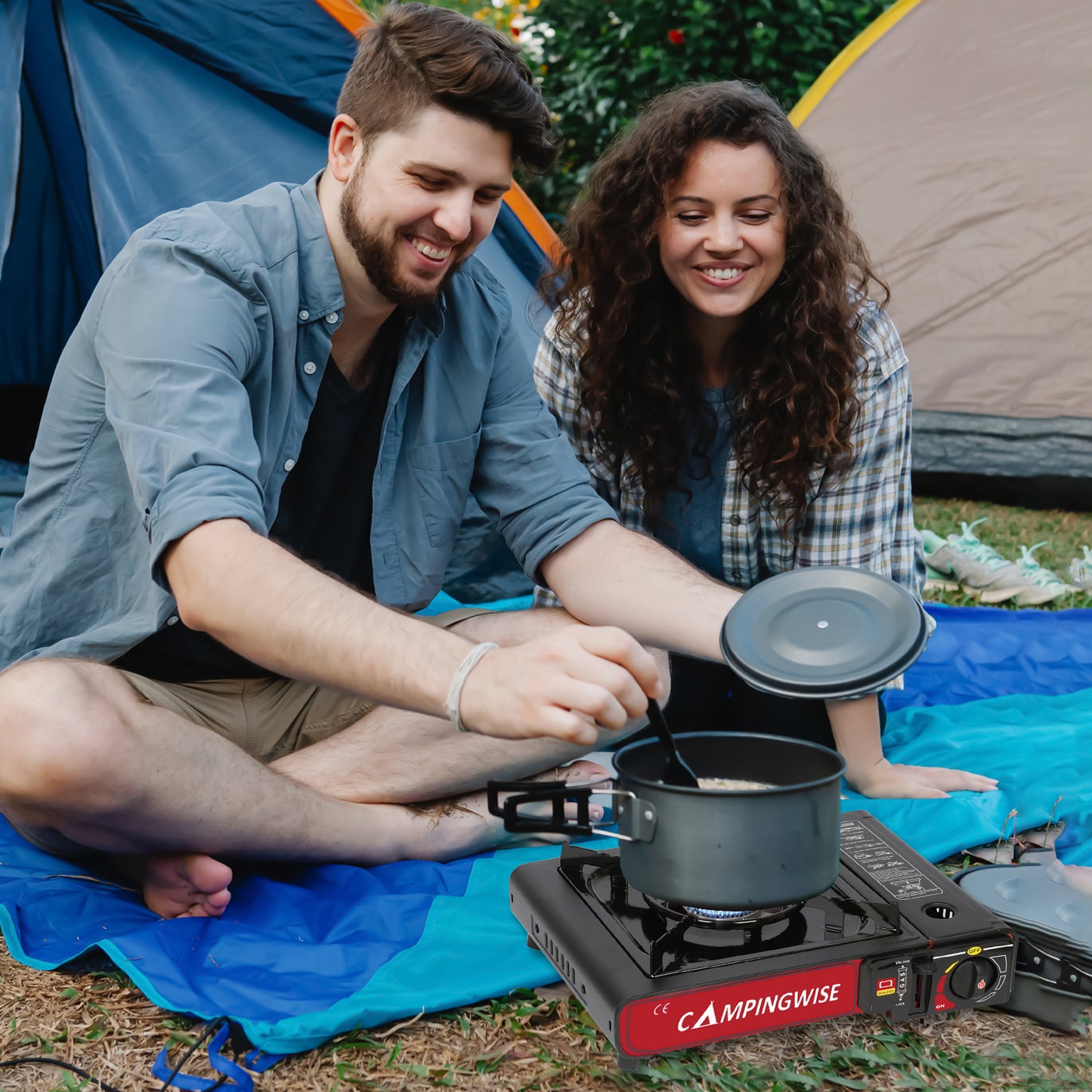 camping kooktoestel op gas - 1-pits - inclusief opbergkoffer - inclusief 4 gasbussen